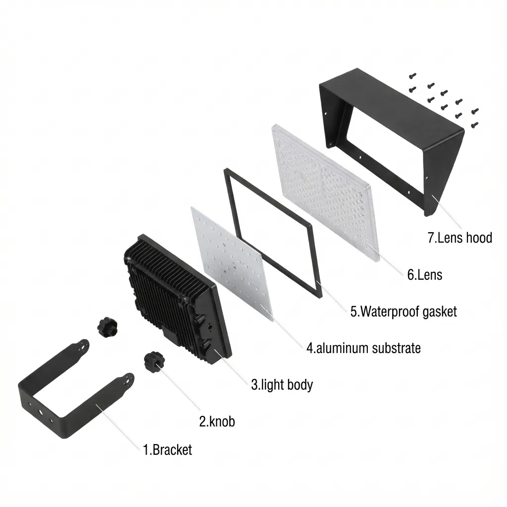 Solar LED flood lighting system side view for football stadium lighting 04