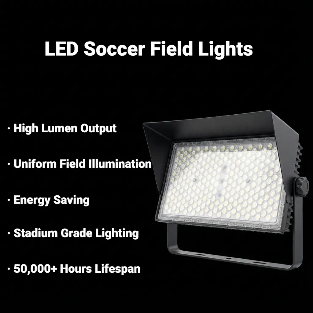 Solar LED flood lighting system side view for football stadium lighting 01